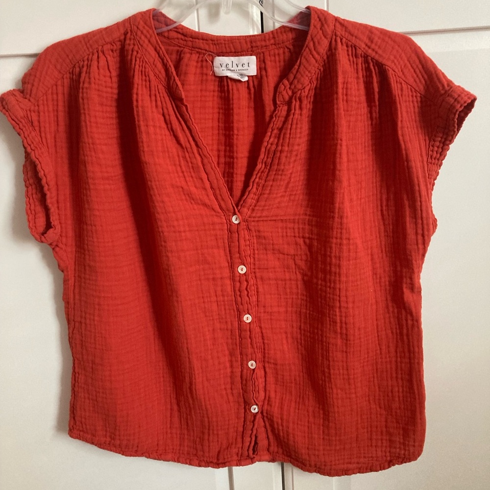 Velvet by Graham & Spencer Women's Red Textured Blouse